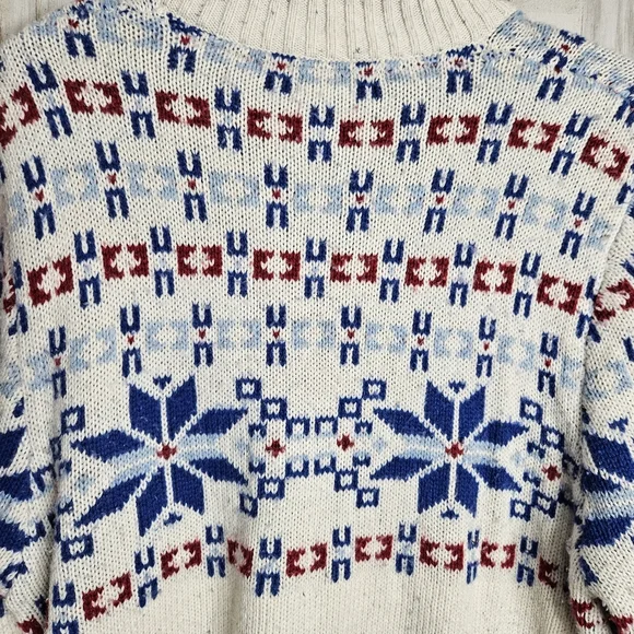 Nautica Men's Wool Blend 1/4 Button Fair Isle Snowflake Sweater Size XL - Picture 13 of 14